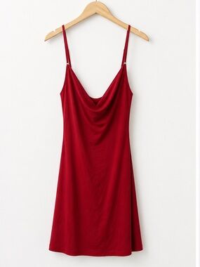 Fashion Nova Burgundy Cowl Slip Mini Dress